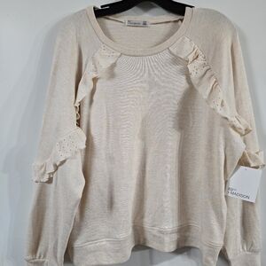 89th & Madison Cream Ruffle Long Sleeve Sz XL
